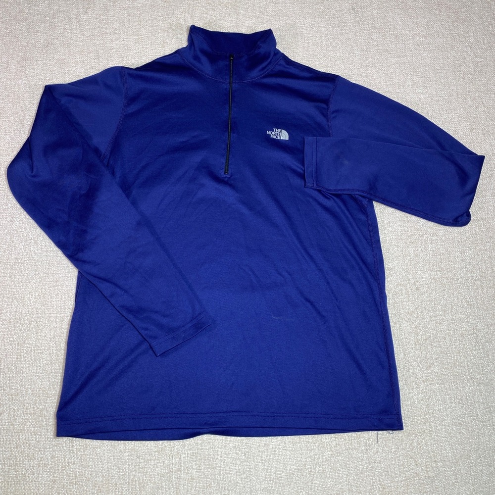 The North Face Mens Blue Quarter Zip Pullover Long Sleeve Shirt Size L *READ